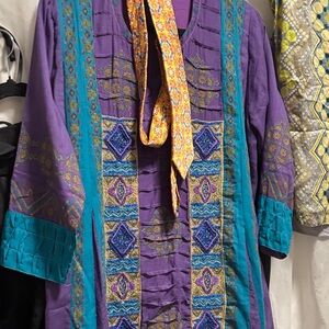 Kaftan-Turquoise & Purple well made